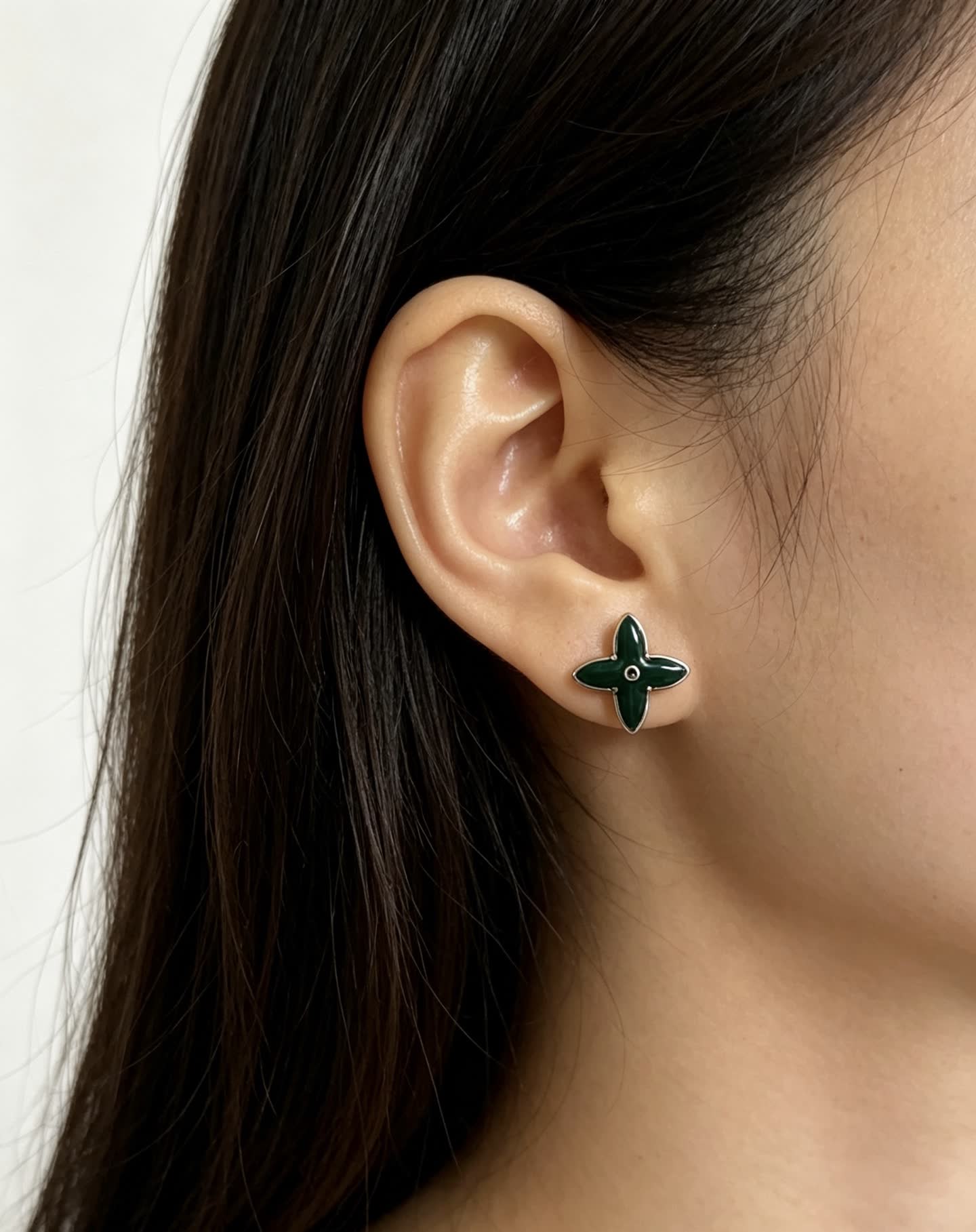 Louis Vuitton Green Enamel Earrings